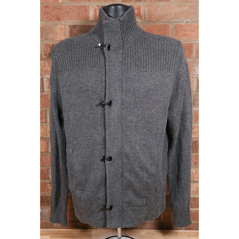 Banana Republic Mens Toggle Zip Cardigan Size M Gray Mock Neck‎ Sweater